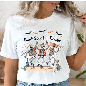 Dancing Skeleton Halloween Shirt Spooky Cowboy Shirt Country Western Dancing Skeleton Tee Dance Yeehaw T-Shirt