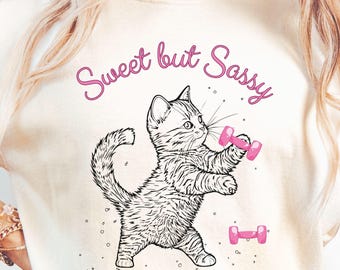 Gym Cat Shirt, Cute Funny Cat Weightlifting Tee