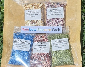 Rainbow Popcorn- Green, Yellow, Purple & Pink Popcorn.