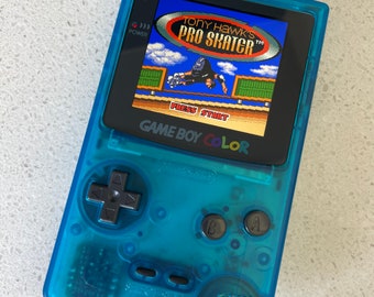 Nintendo Gameboy Color Game Boy Colour Backlit Modified IPS Q5 V2 Led Lcd Clear Gem Blue