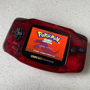 Nintendo Gameboy Advance Game Boy Backlit Modified IPS Q5 V2 Led Lcd Crystal Mirror Clear Red