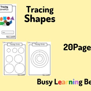 Tracing Shapes Worksheet for Preschoolers/ Kindergarten/Homeschooling
