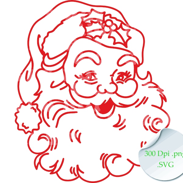 Vintage Santa svg png, retro christmas, Santa Face png svg, Christmas png svg, Santa Claus png svg, Santa Head png svg,