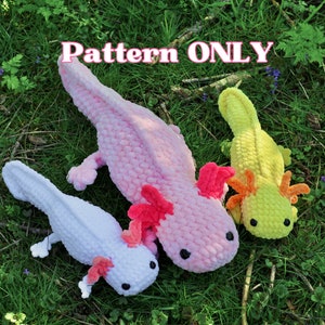 Crochet PATTERN No-Sew Axolotl | PATTERN ONLY | Beginner-Intermediate Friendly! | Two Sizes Included