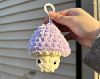 Crochet Mushroom Keychain Plushie | Handmade Mushroom Stuffed Animal