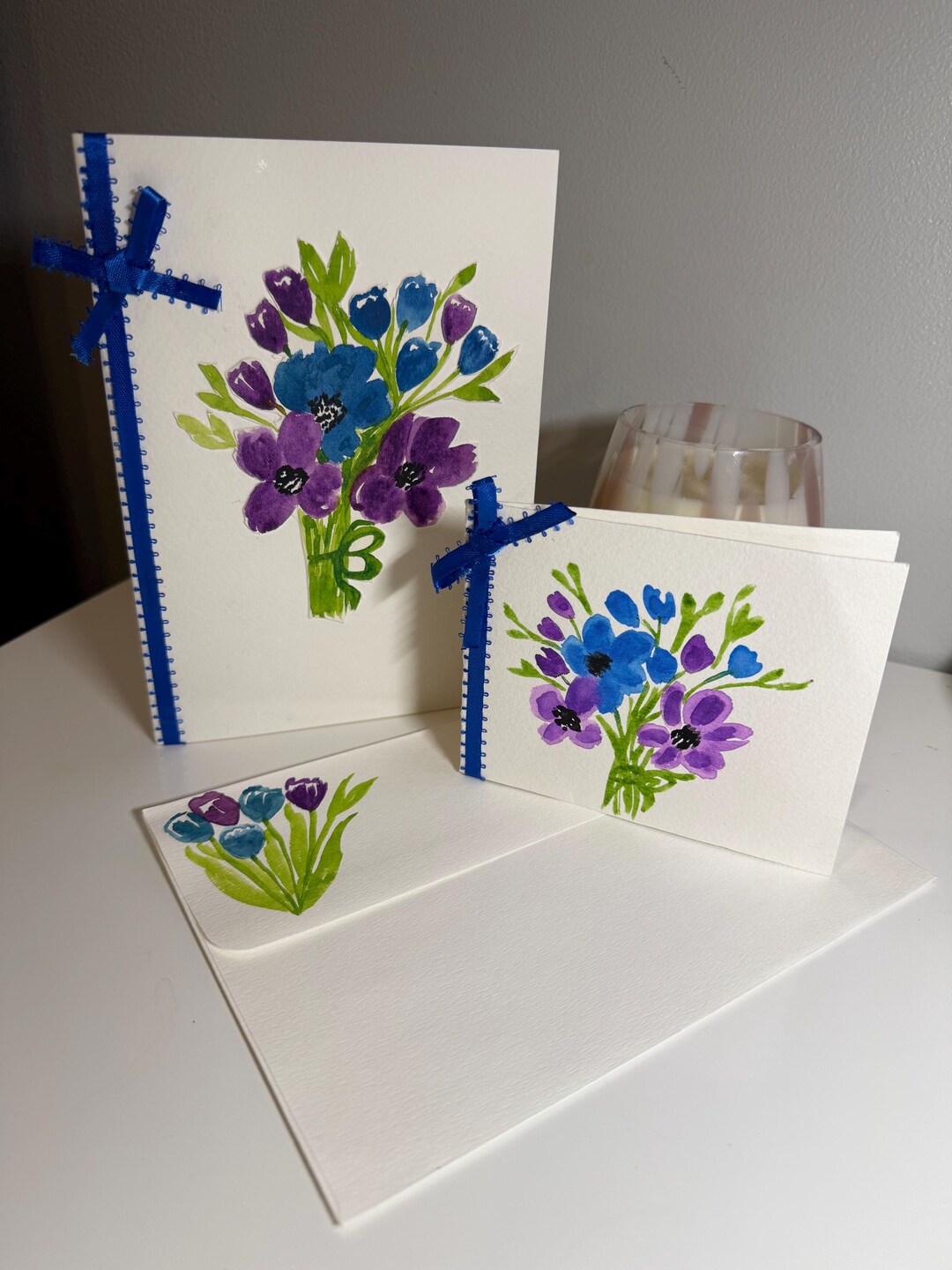 Hand Painted Watercolor Greeting Card Set - Original Floral Card ...