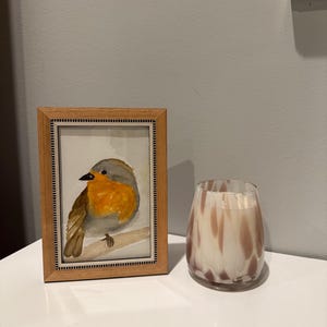 Framed Robin Painting, Orginal Watercolor Painting, Small art work, Gift for Bird Lovers.
