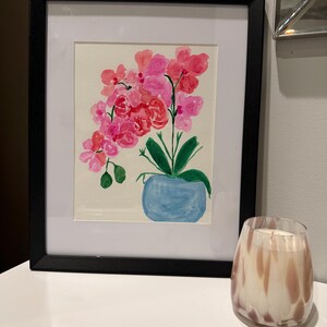 Potted Cherry Blossom Orchid, Orginal Watercolor painting, Pink Orchid, Orchid Painting, Orchid Plant, Botanical, Flower Painting.