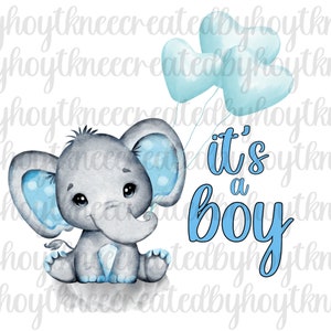 es ist ein Junge, Elefantentwurf, Babypartypng-Design, sofortiger digitaler Download, Sublimationsentwurf für Jungen, Baby-Babypartypng-Design