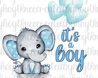 it's a boy, elephant design, baby shower png design, instant digital download, sublimation design for boy, baby boy baby shower png design