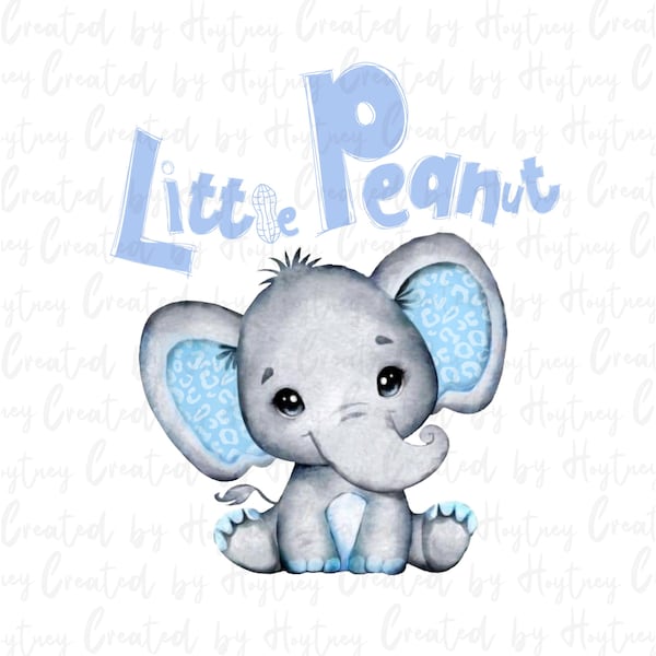 Little Peanut baby blue elephant PNG design