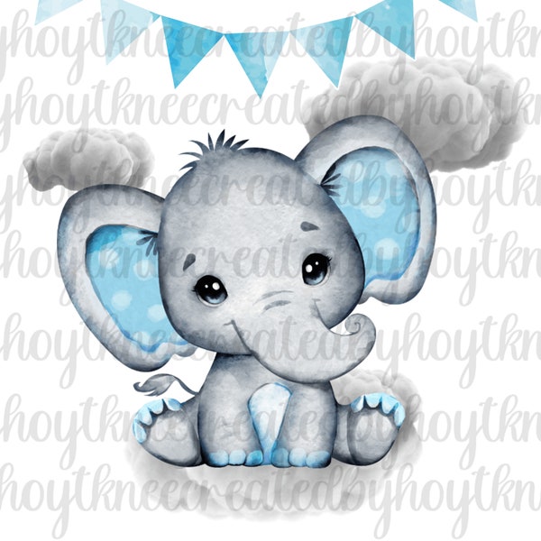 Elephant Baby Boy png, blue boy elephant, it's a boy, sublimlation png, digital download, baby shower png, cute baby png, baby elephant png,