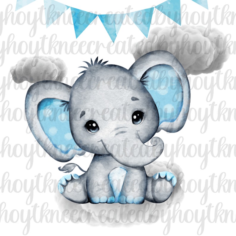 Elephant Baby Boy png, blue boy elephant, it's a boy, sublimlation png, digital download, baby shower png, cute baby png, baby elephant png, image 1