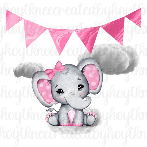Elephant Baby Girl png, pink girl, it's a girl, sublimation png, digital download, baby shower png, cute baby png, baby elephant png
