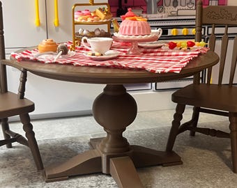 1/6 Scale Round Dining Table, 3D Printed, Mini Dollhouse Table, Fashion Doll Kitchen Café Furniture, CHAIRS SOLD SEPARATELY