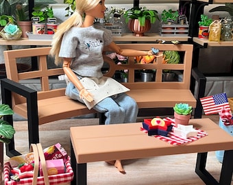 FILE for Curved Outdoor Bench for 3D printing, 1:6 Scale Miniature Furniture (Digital Download)