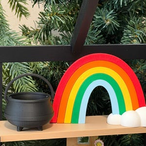 Mini Rainbow Pot of Gold Decor – St. Patrick’s Day Table Centerpiece, Dollhouse Miniature