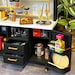 Black Mid-century Modern Miniature Bar - Black With Gold Hardware, 1/6 ...