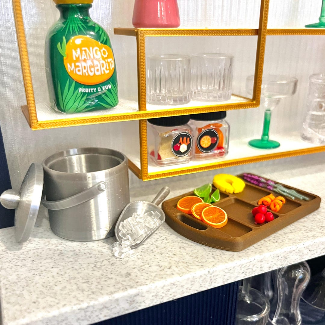 1/6 Scale Miniature Bar Accessory Set: Ice Bucket, Scoop, Charcuterie ...