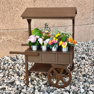 1/6 skala Blumenmarkt Wagen - Miniversum & Fashion Doll Kompatibel, Miniatur Display, Feengarten, Blumengarten,