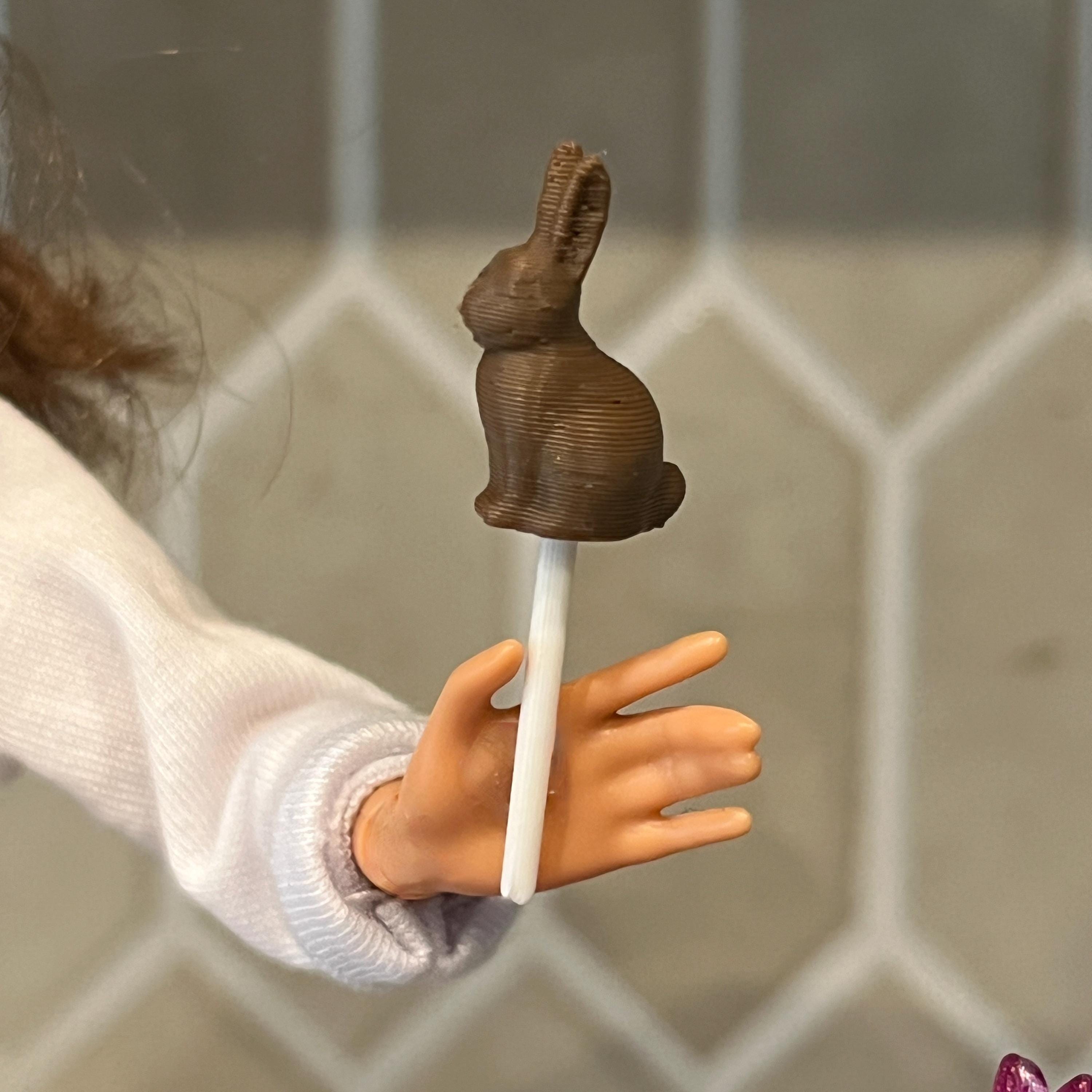Mini Faux CHOCOLATE Bunny Pops – set of 4,  1/6 Scale Sweet Treats!
