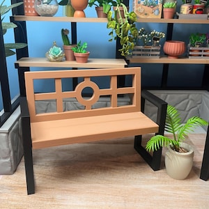 Modern Outdoor Garden Bench – Miniature 1:6 Scale Furniture for Dollhouses, Dioramas & Miniverse Scenes