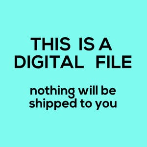 Op de afbeelding: Een turquoise blauwe achtergrond met zwarte tekst die luidt: "Dit is een digitaal bestand, er wordt niets naar u verzonden."