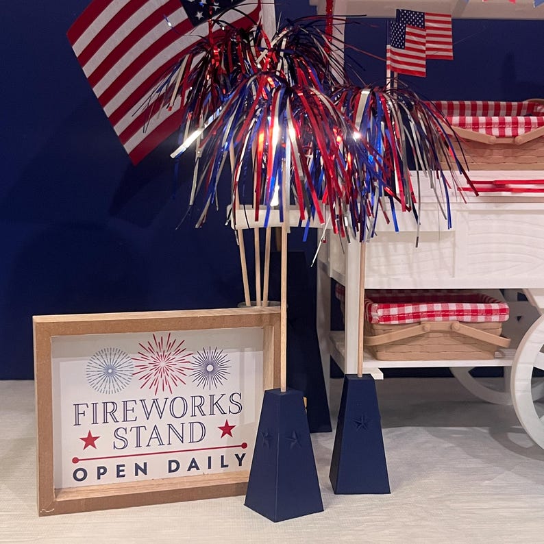 Mini Firework Set Mini Patriotic Firework & Flag Stand Set – 6 Pieces - Etsy