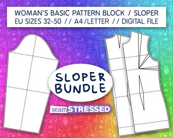 Women’s Bodice & Sleeve Block Bundle PDF, Basic Slopers for Pattern Making