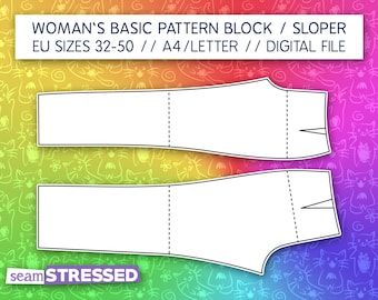 女性用ベーシックパンツブロックPDF、パターン作成用トラウザースローパー