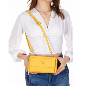 Lederax Damen Geldbörse Crossbody Bag Clutch Leder Kartenhalter Handy Reißverschluss Geldbörse LD445