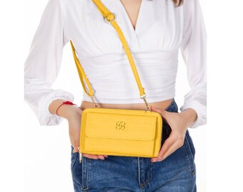 Cartera de mujer Lederax, bolso cruzado, cartera de mano de cuero, tarjetero, monedero con cremallera para teléfono LD445