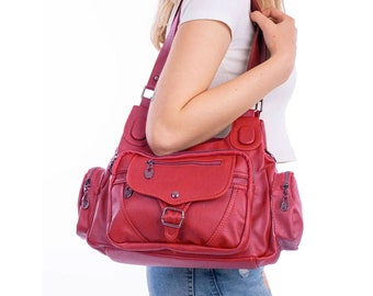 Lederax Kunstleder Multifächer Damen Crossbody Taschen Schultertasche LD459