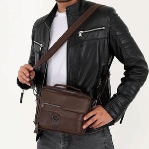 Lederax Genuine Leather Messenger Bags Men Casual Travel Business Crossbody Shoulder Bag LD474