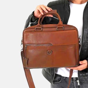 Lederax - Porte-documents en cuir véritable pour homme et femme - Sac pour ordinateur portable 15,6 pouces LD481