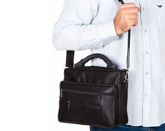 Lederax Top Handle Men's Genuine Leather Handbag Shoulder Bag Messenger Bag LD319