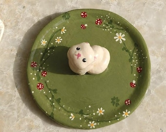 Ceramic Cat Ring Dish, Handmade Jewelry Tray