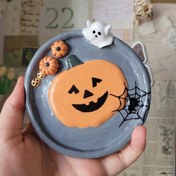 Tradineur Lot de 24 assiettes Halloween Citrouille et chat noir