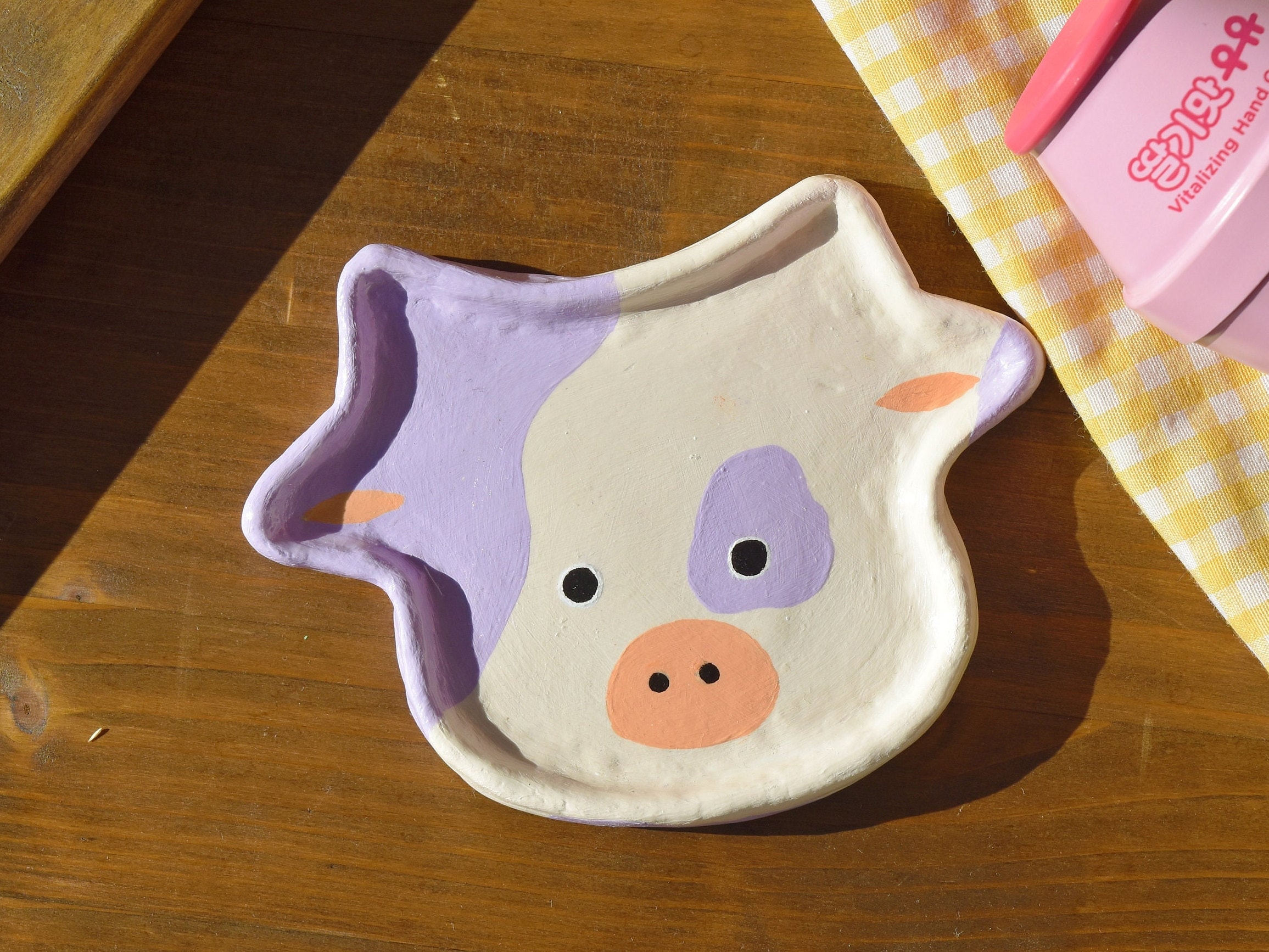 Clay Dish Clay Ring Dish Pastel Purple Cow Print Purple Cow Print Jewelry Dish Cow Print Ring Dish
