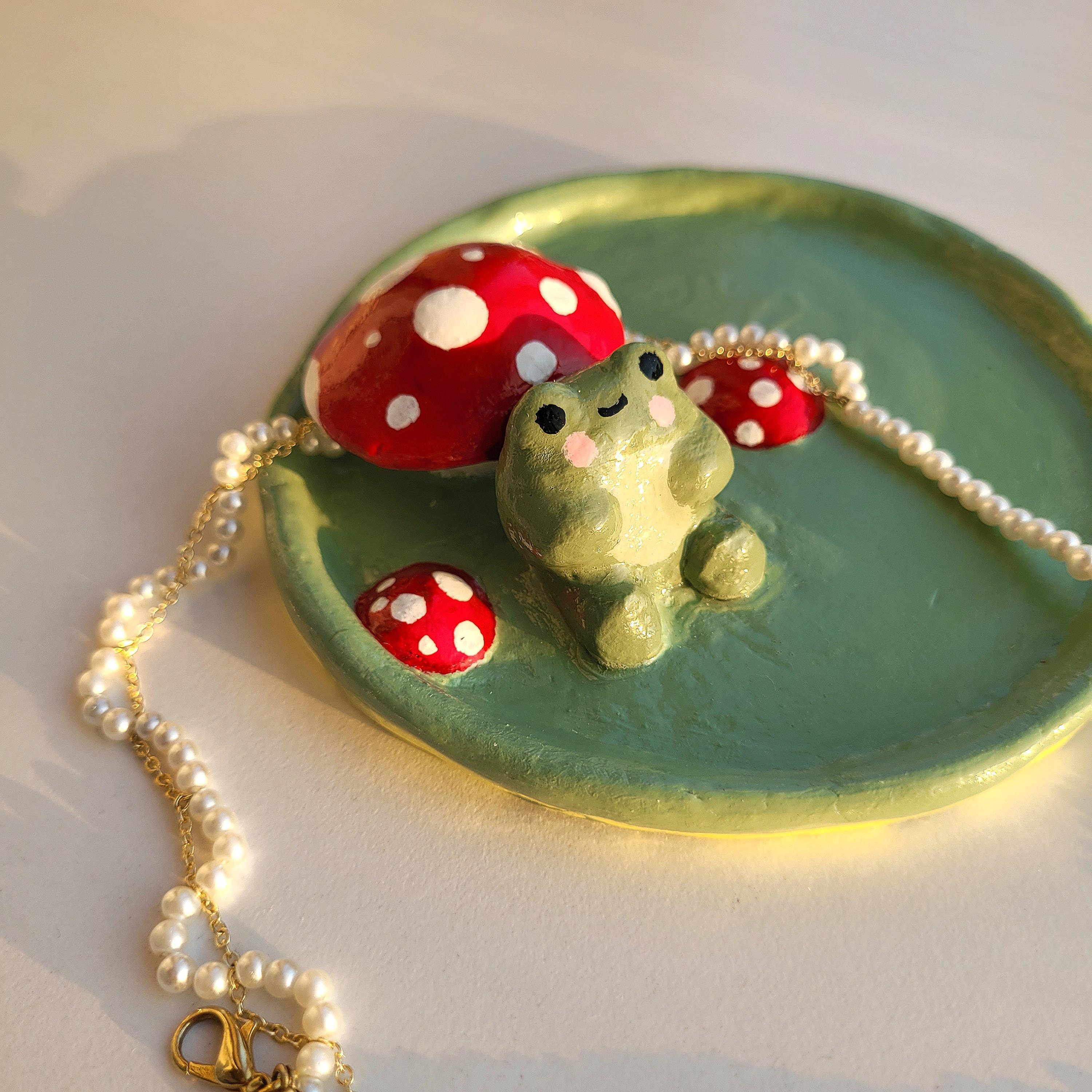 Clay frog jewelry holder discount