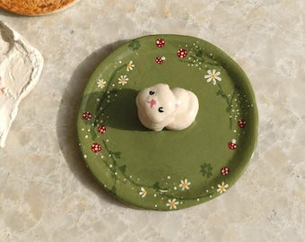 Ceramiczna miseczka na obrączki dla kota, ręcznie robiona tacka na biżuterię