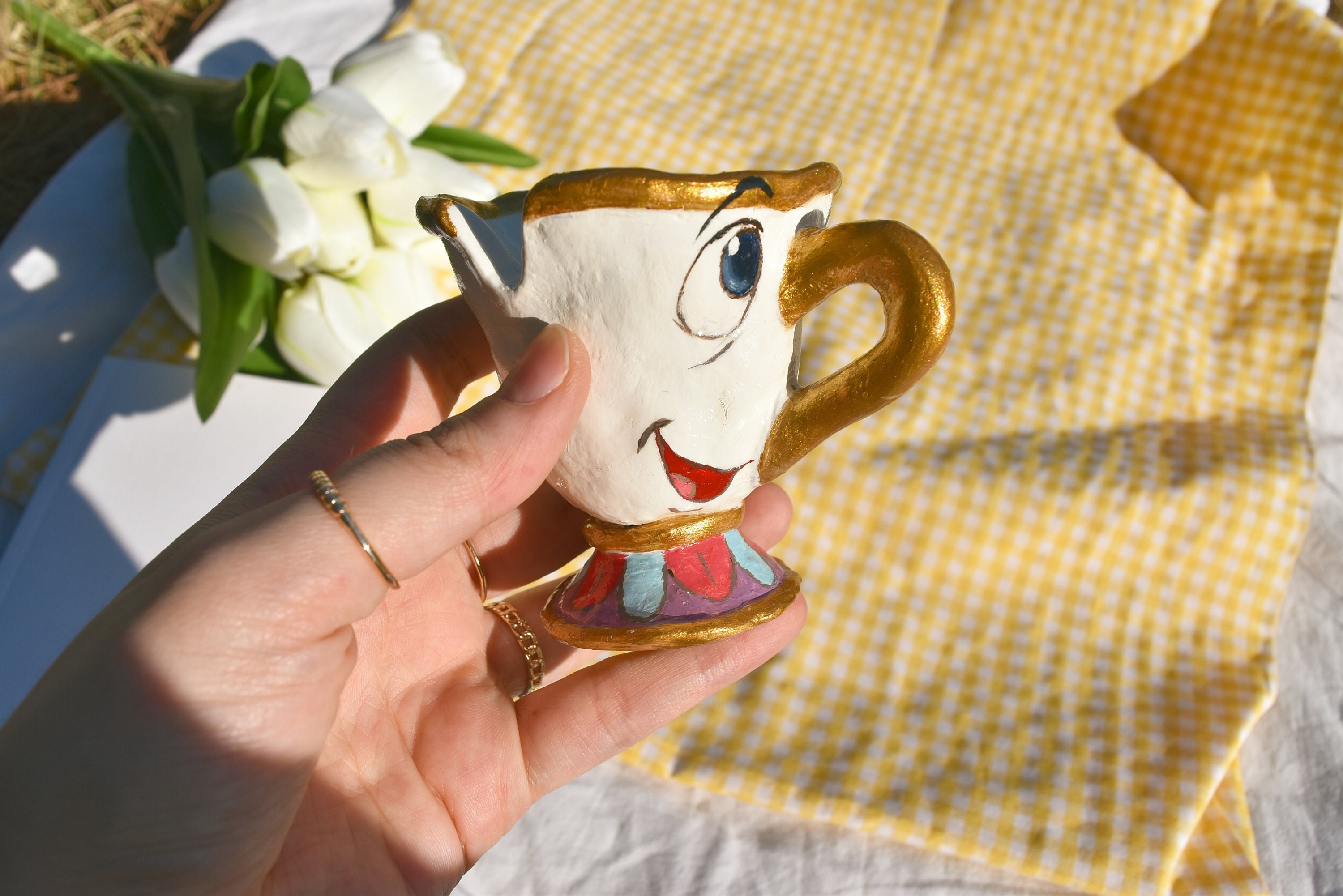 Beauty and the Beast Cup Ceramic Chip Mug , Clay Tea Cup Disney , Handmade  Decorative Chip the Teacup -  Norway