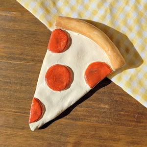Handmade Clay Pizza Slice Ring Dish: Ceramic Jewelry Tray