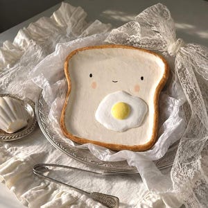 Bandeja de cerámica hecha a mano para guardar pan con forma de huevo frito y otros objetos decorativos – Soporte para joyas