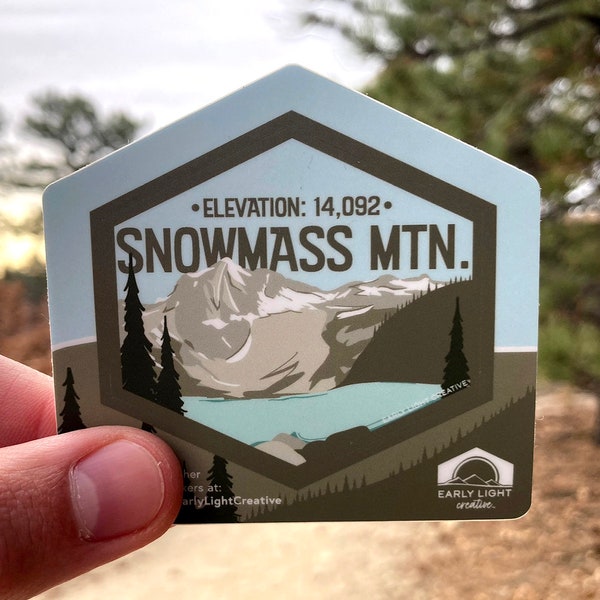 Colorado 14er: Snowmass Mountain Sticker | High Quality, Vinyl, Waterproof, Nalgene Water Bottle, Hiking