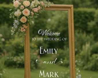 Wedding Welcome | Mirror Sign | Personalised names and date | DIY Wedding Sign | Easy transfer