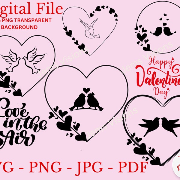 Love Birds Bundle SVG Cut File Cricut Clip Art Image Digital file Svg  Png  Jpg Pdf, tshirts crafts mugs  sticker cards Weddings Anniversary