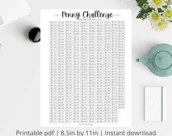 Penny Savings Challenge | Save 667.95 Dollars in 1 Year (Digital Download)