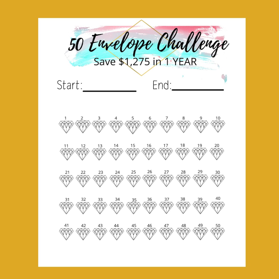 50 Envelope Challenge Free Printable