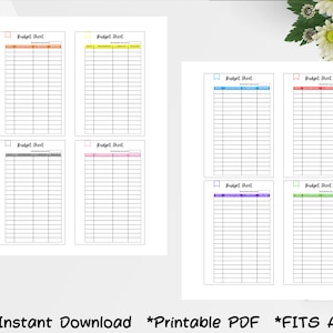 A7 Expense Tracker Sheets | Binder Inserts | 8 colored Trackers | Money Tracker | Budget Insert Tracker Sheets |